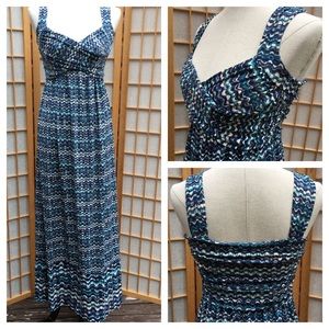 Max Studio Blue Green Geo Print Maxi Dress